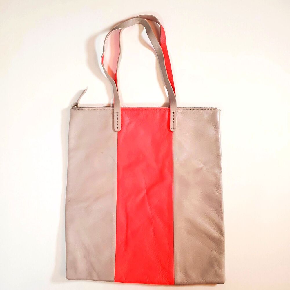 Gap Tote Bag 100% Leather Medium Tan Orange Errands Lightweight Unlined